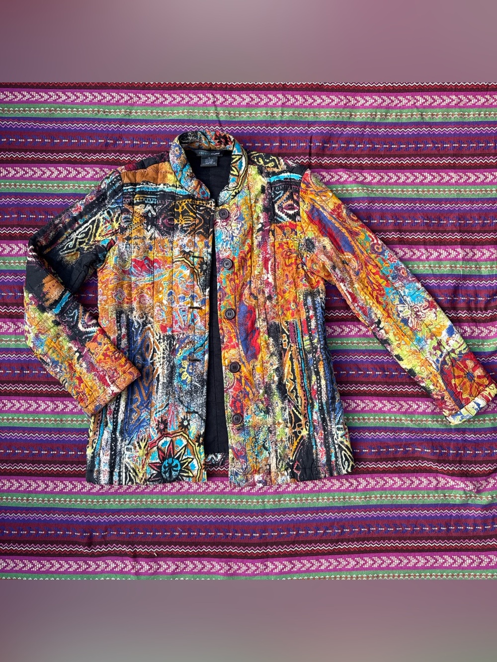 Colorful patchwork quilted jacket vintage 90s